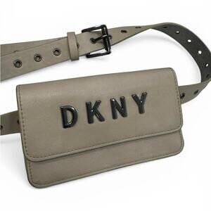 DKNY Logo Belt Bag Fanny Pack Beige Grommet Belt M/L